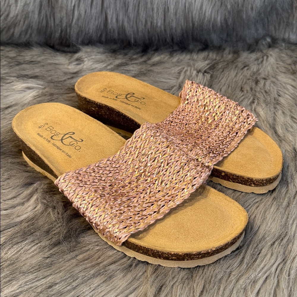 Bos. & Co. Pink Woven Slide Sandals Size 40/9 - Picture 5 of 8